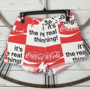 Coca Cola Denim Shorts Spell Out Cut Off NWOT